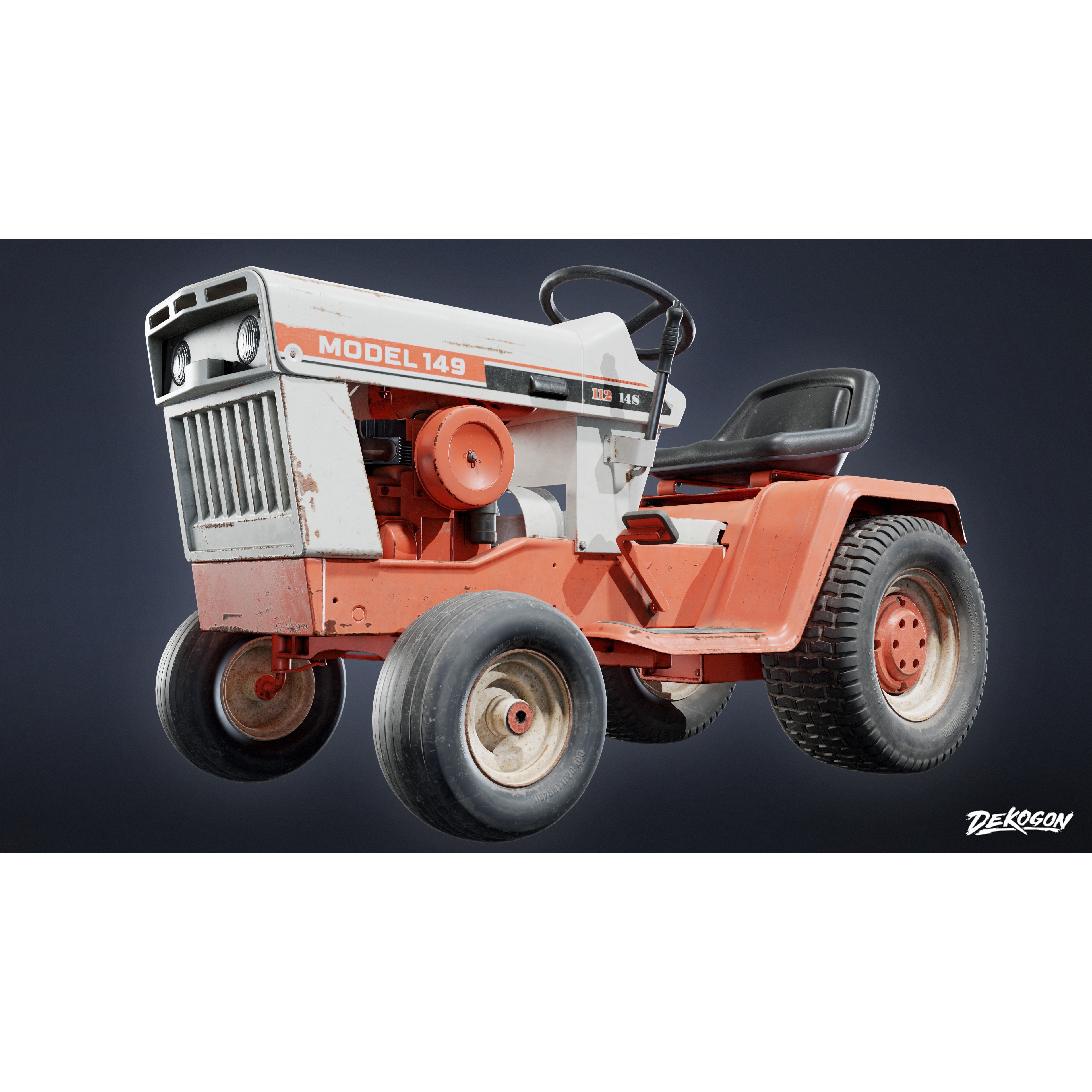 Riding Lawnmower - Low-Poly Game-Ready 3D Model - View 3