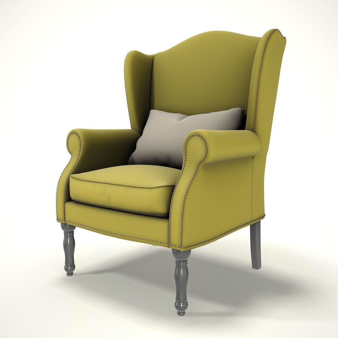 Wingback Chair 3D Model – Cozy Farmhouse Style, PBR Textures, Blender, FBX - View 15