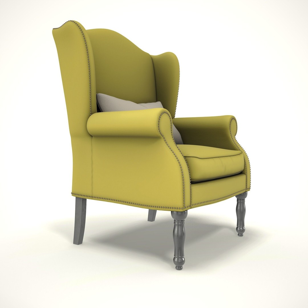 Wingback Chair 3D Model – Cozy Farmhouse Style, PBR Textures, Blender, FBX - View 5