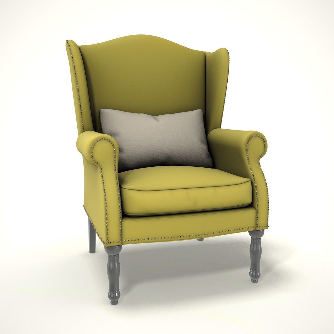 Wingback Chair 3D Model – Cozy Farmhouse Style, PBR Textures, Blender, FBX - View 6