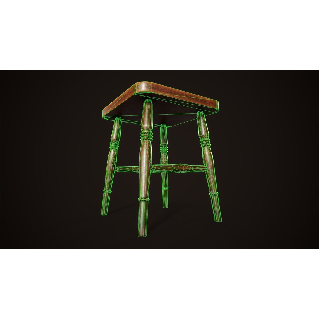 Vintage Victorian Stool 3D Model – Low Poly Game Ready Asset, FBX