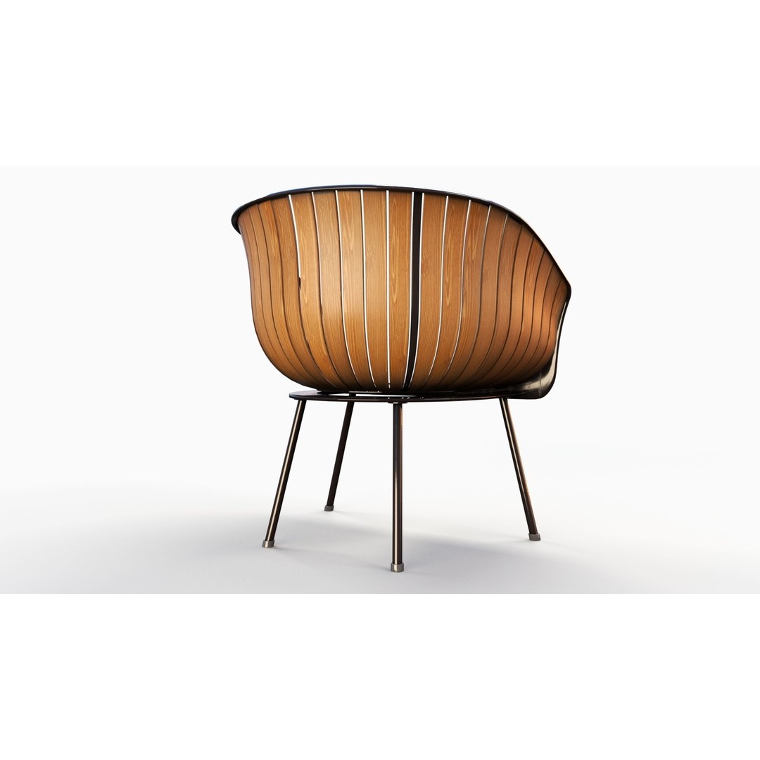 Wood Arm Chair 3D Model – Low Poly PBR Furniture Asset, FBX - View 5