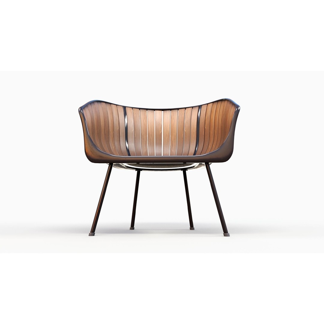 Wood Arm Chair 3D Model – Low Poly PBR Furniture Asset, FBX - View 7