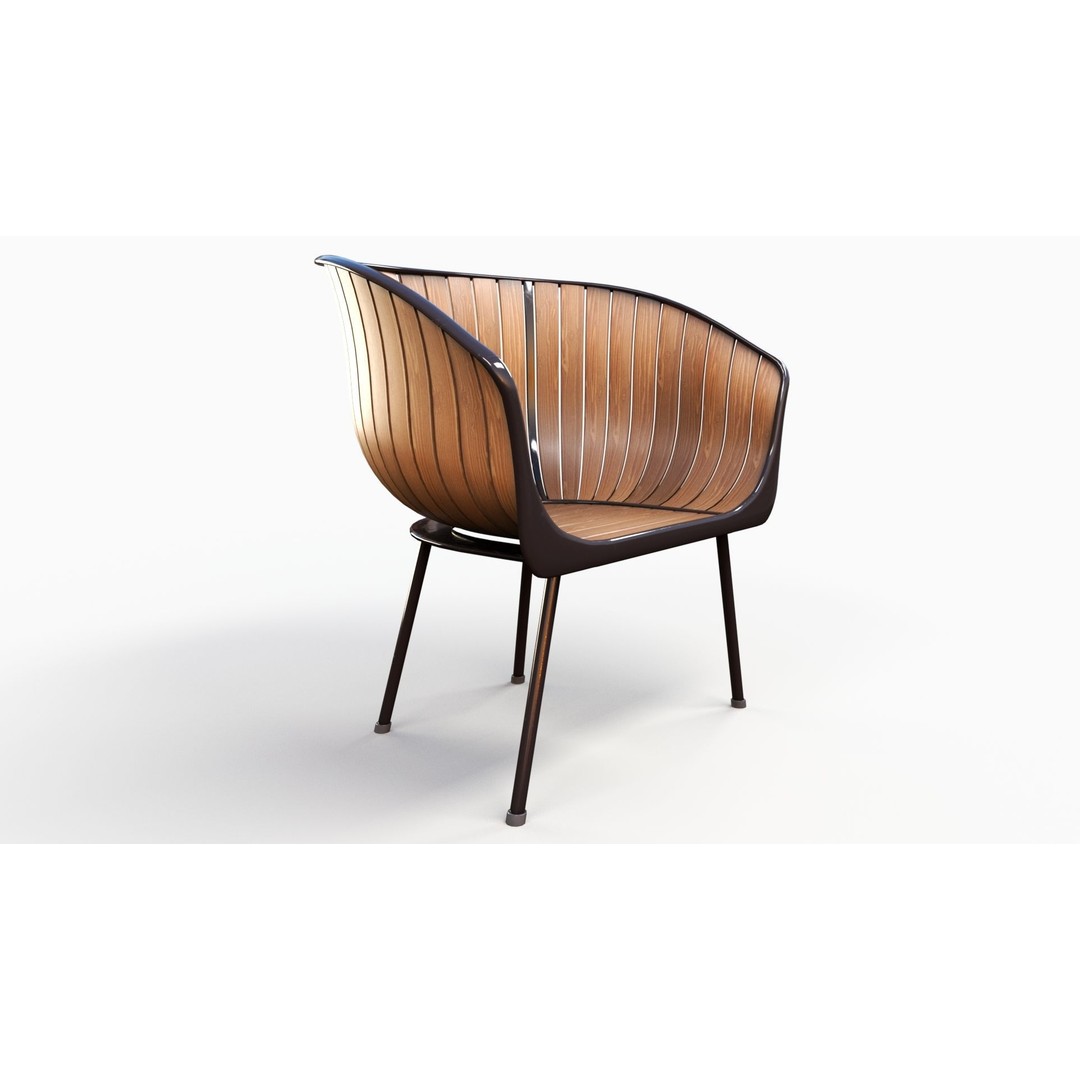 Wood Arm Chair 3D Model – Low Poly PBR Furniture Asset, FBX - View 8