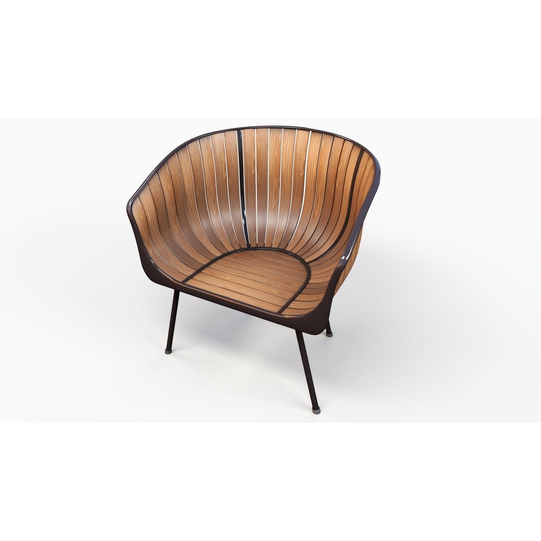 Wood Arm Chair 3D Model – Low Poly PBR Furniture Asset, FBX - View 9