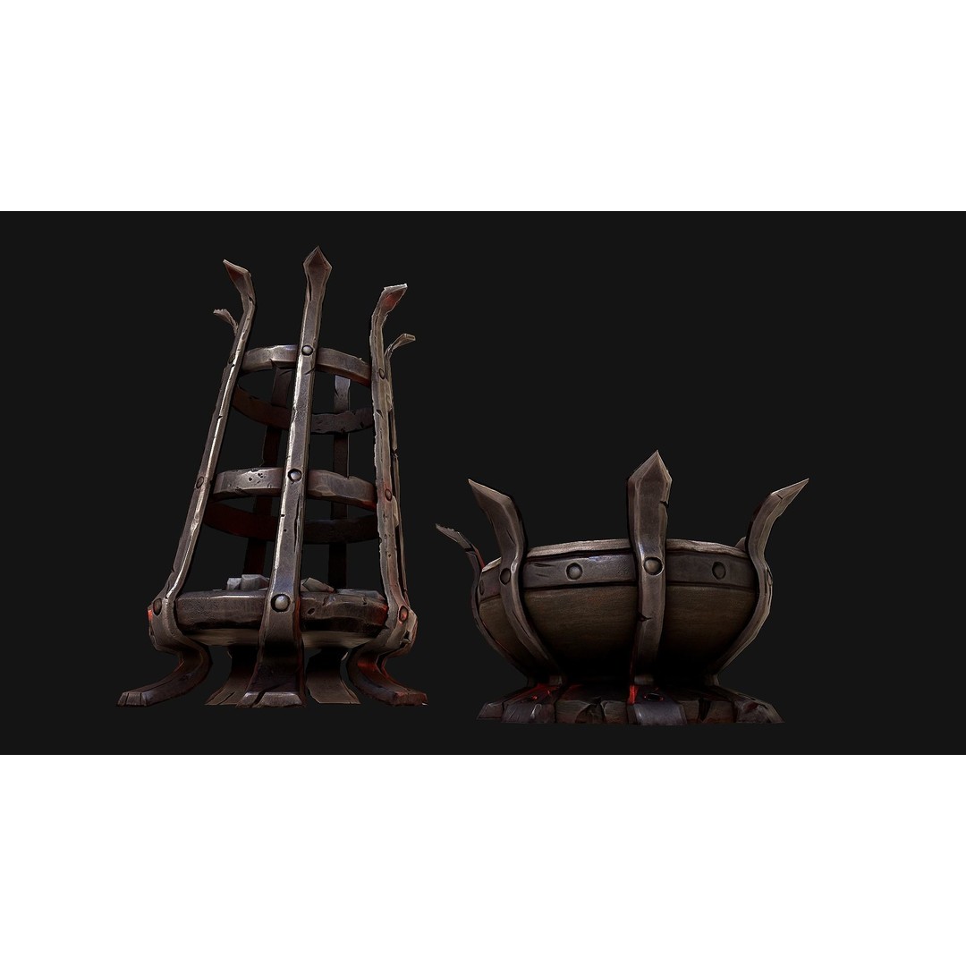 Medieval Prison Lighting Set 3D Model – Low Poly PBR Game Asset, FBX - View 11