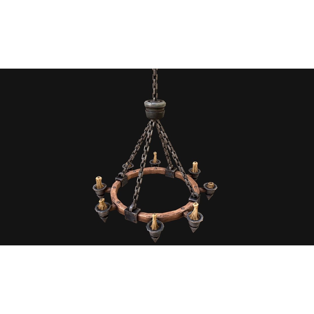 Medieval Prison Lighting Set 3D Model – Low Poly PBR Game Asset, FBX - View 12
