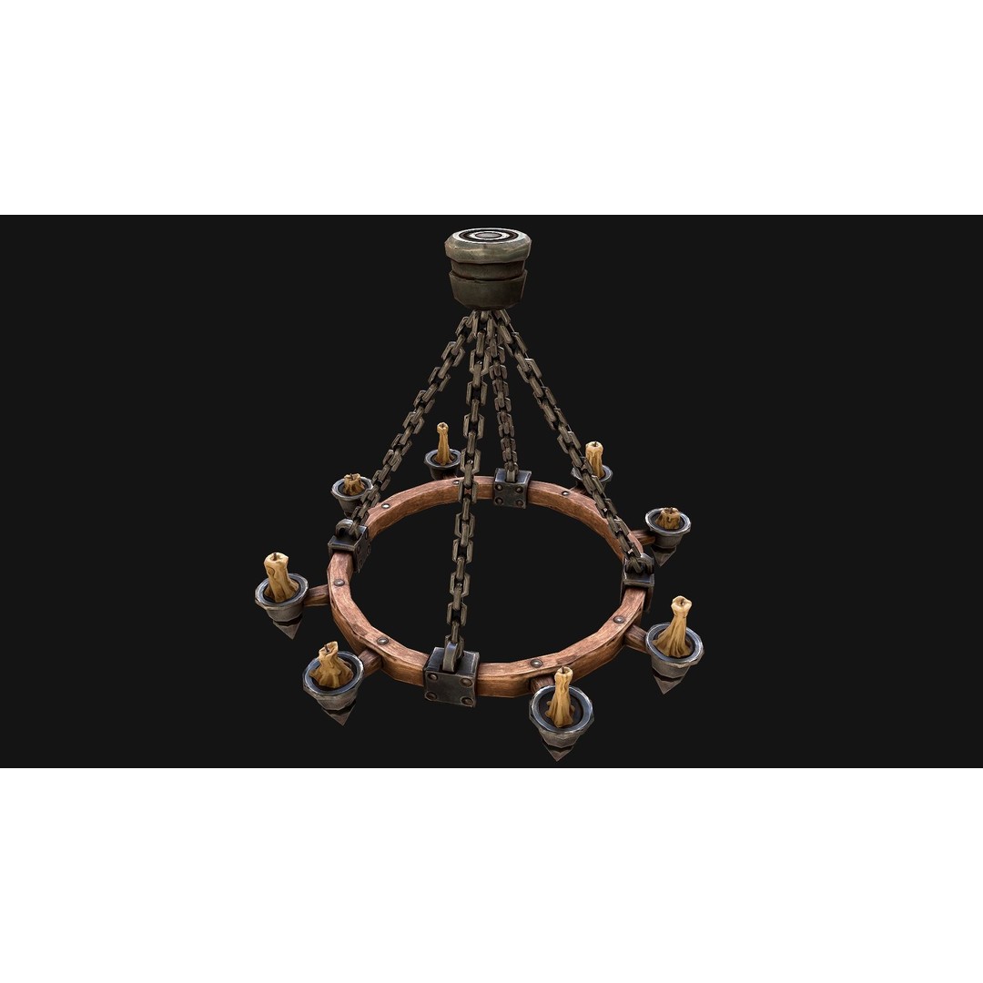 Medieval Prison Lighting Set 3D Model – Low Poly PBR Game Asset, FBX - View 13