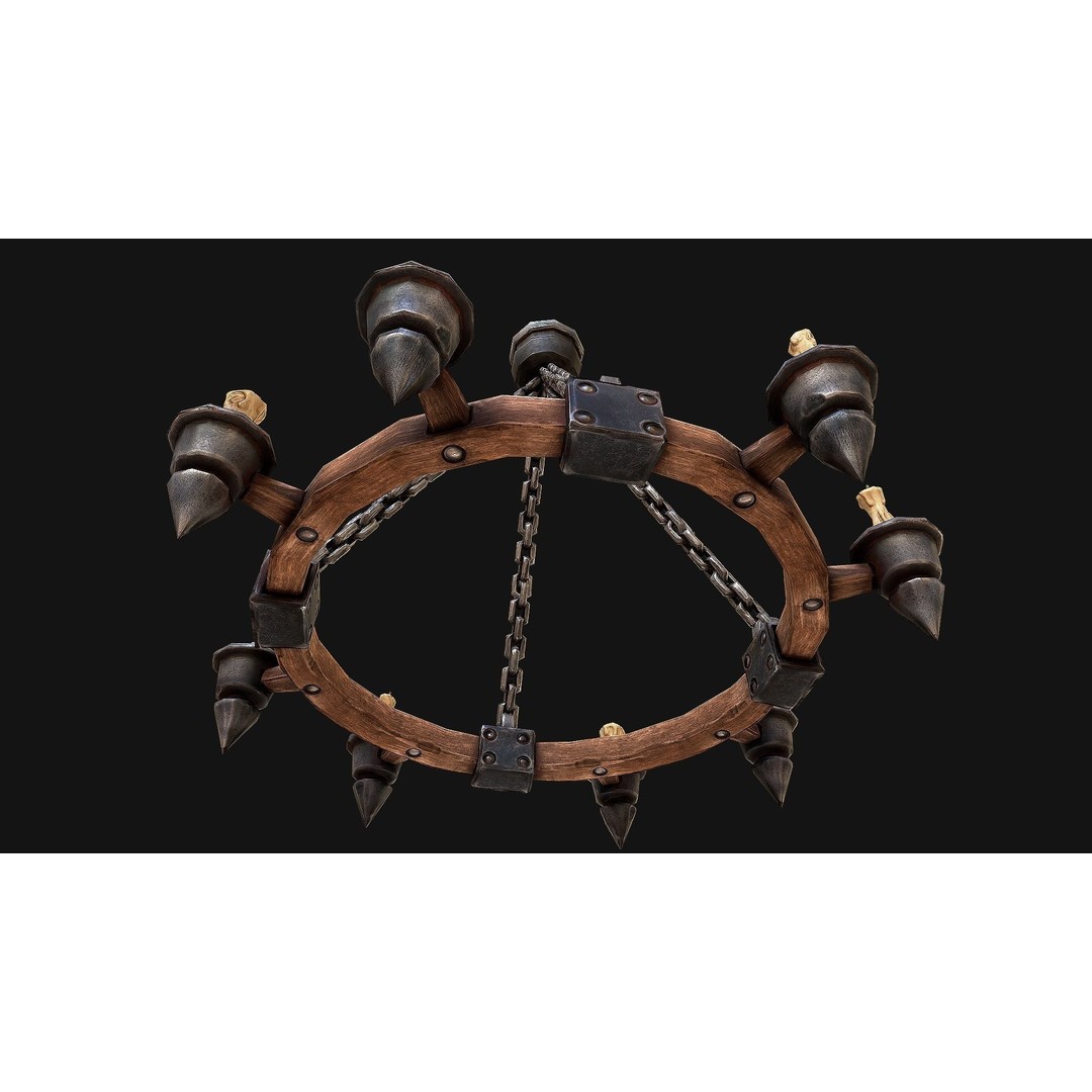 Medieval Prison Lighting Set 3D Model – Low Poly PBR Game Asset, FBX - View 16