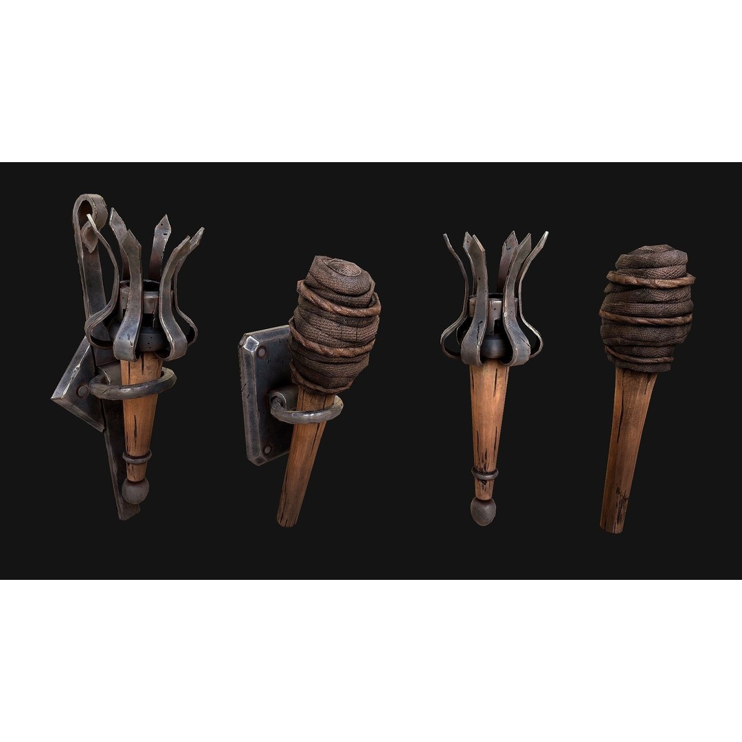 Medieval Prison Lighting Set 3D Model – Low Poly PBR Game Asset, FBX - View 17