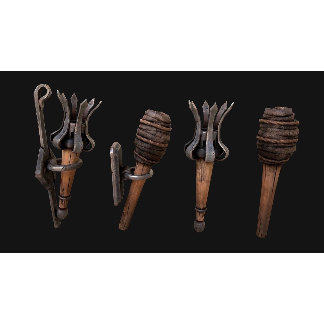 Medieval Prison Lighting Set 3D Model – Low Poly PBR Game Asset, FBX - View 19