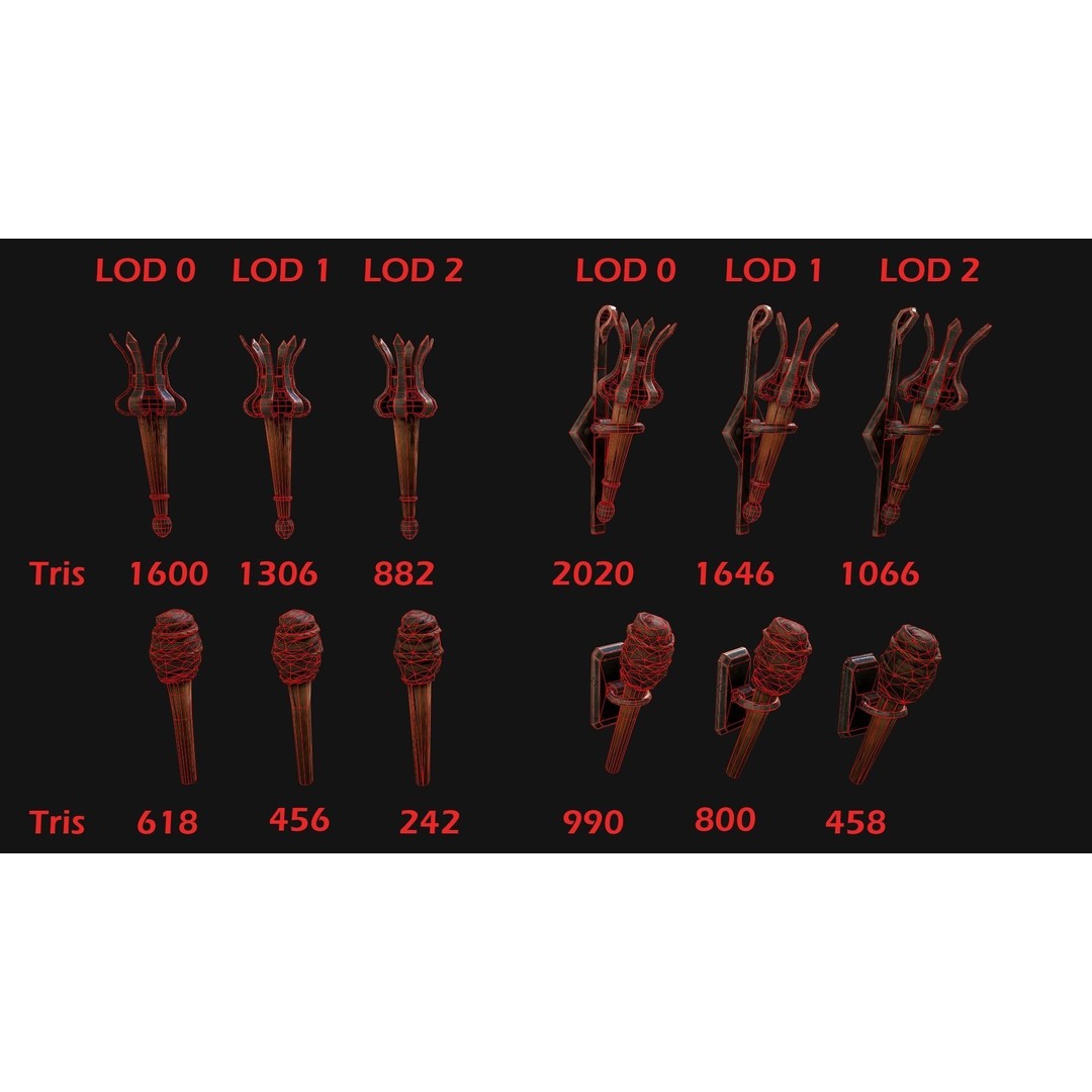 Medieval Prison Lighting Set 3D Model – Low Poly PBR Game Asset, FBX - View 5