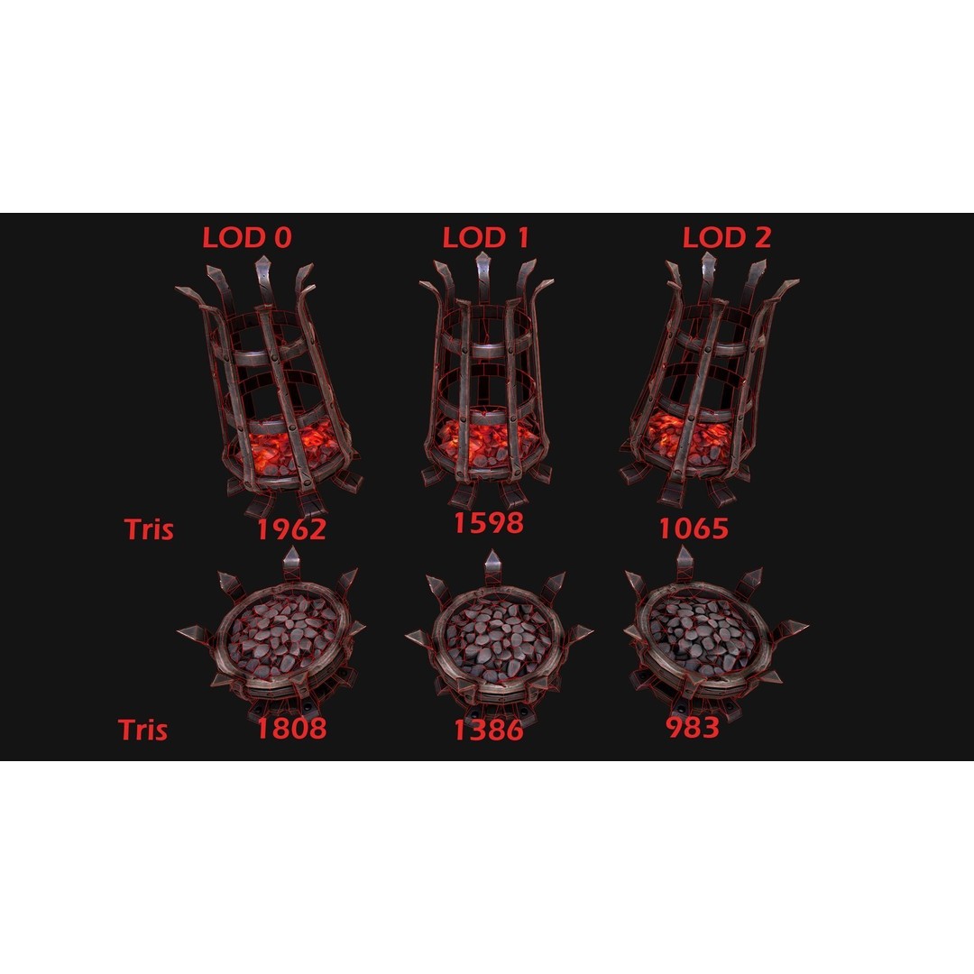 Medieval Prison Lighting Set 3D Model – Low Poly PBR Game Asset, FBX - View 6