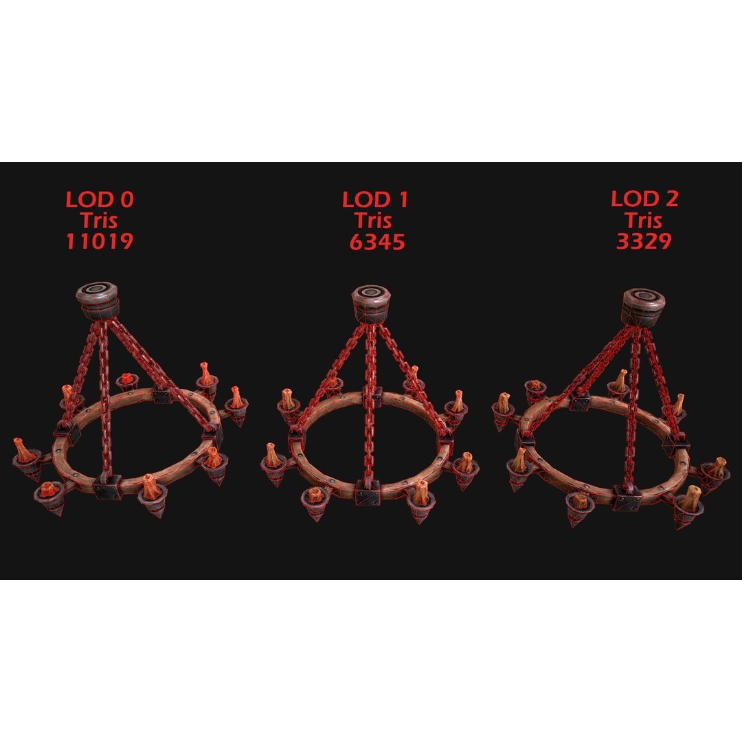 Medieval Prison Lighting Set 3D Model – Low Poly PBR Game Asset, FBX - View 7