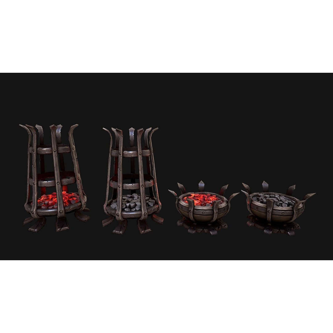 Medieval Prison Lighting Set 3D Model – Low Poly PBR Game Asset, FBX - View 9