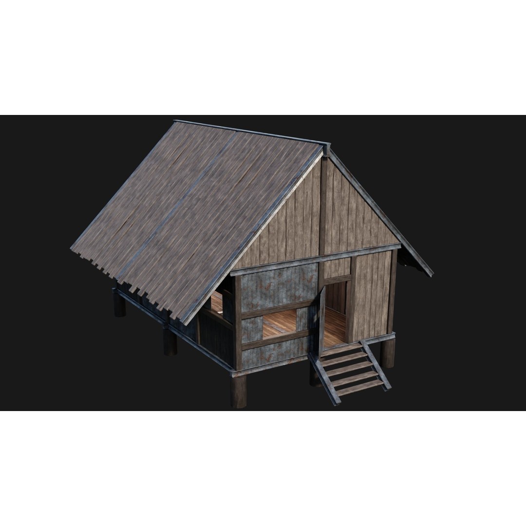 Medieval Houses 3D Model – Low Poly Game Ready Asset, FBX & OBJ Formats - View 11