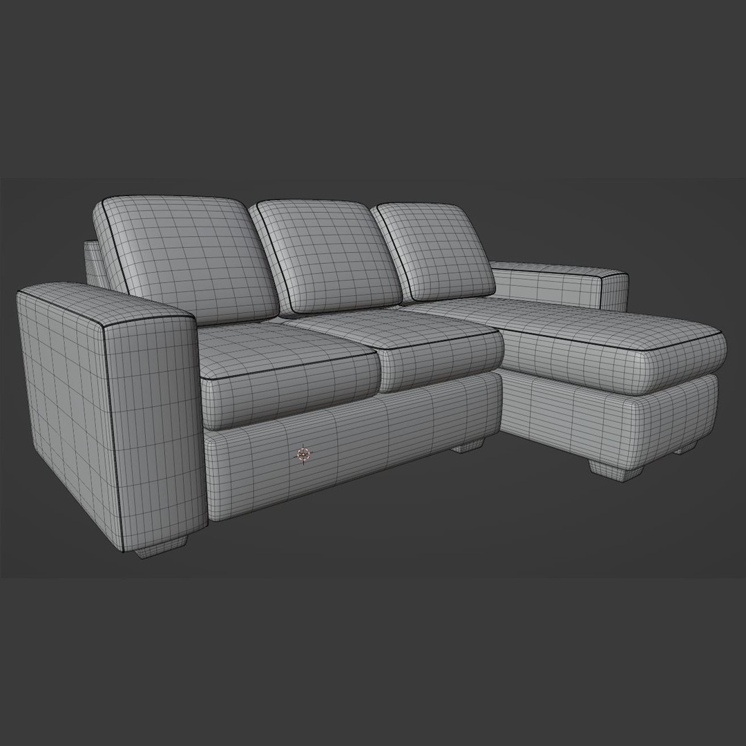 Leather Sofa 3D Model – Luxurious Sectional Design, FBX