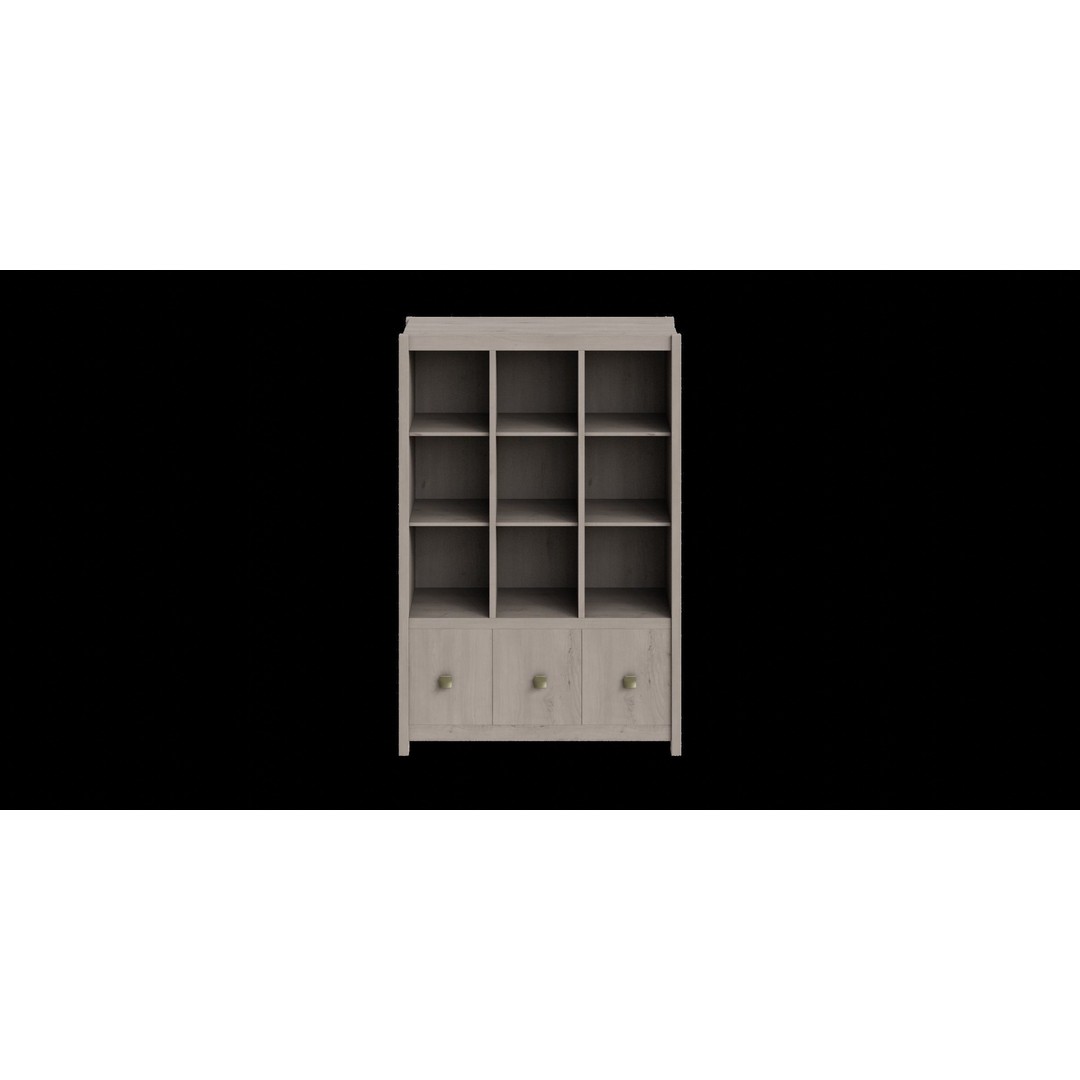 Light Gray Wooden Shelf 3D Model – Low Poly Storage Furniture, Blender - View 10