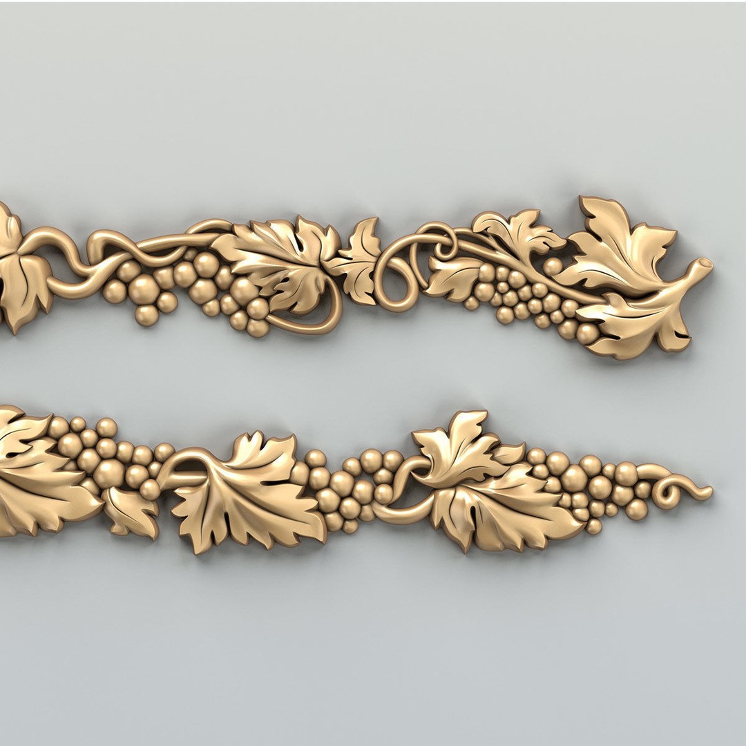 Carved Decor Horizontal 3D Model – Baroque Wall Panel, FBX - View 10