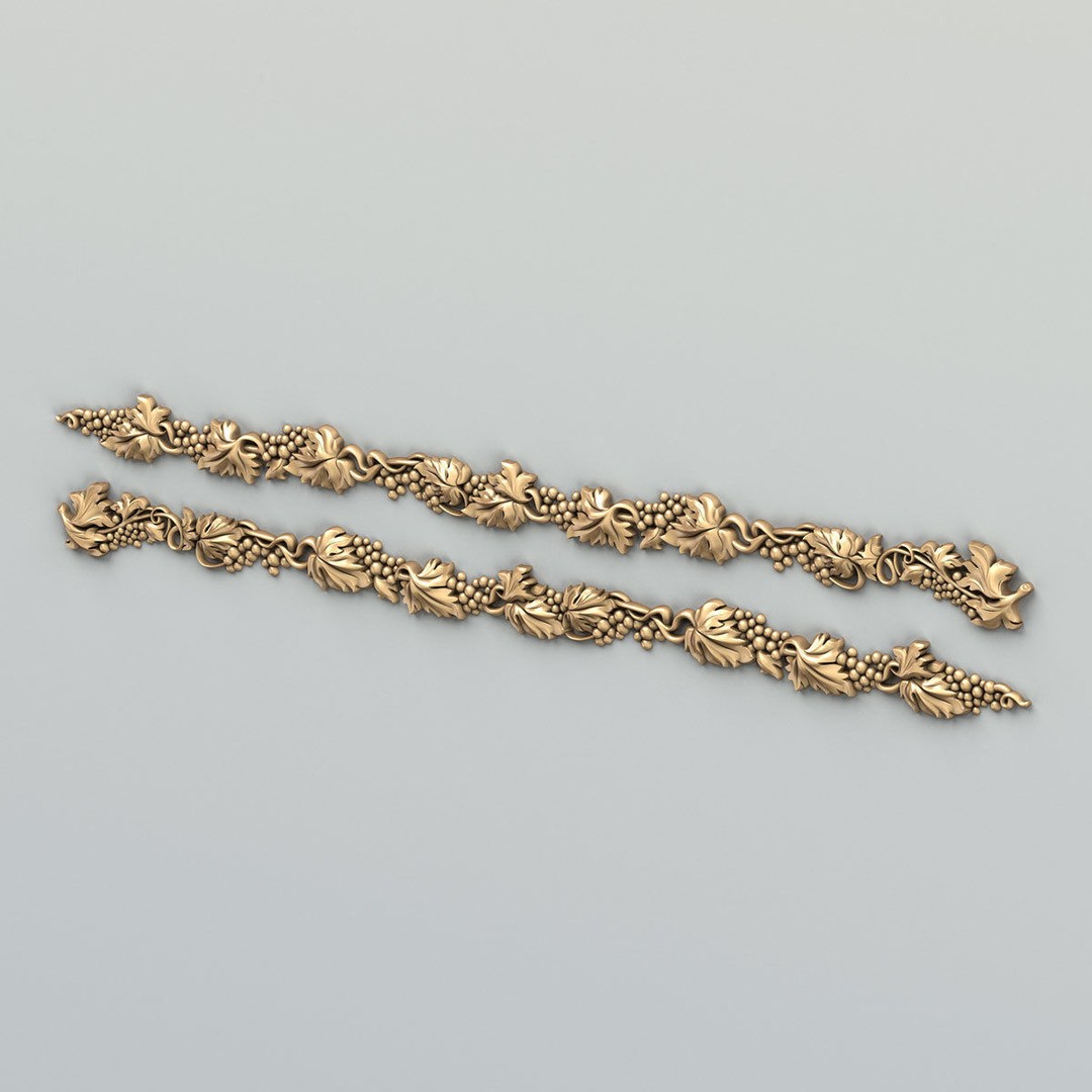 Carved Decor Horizontal 3D Model – Baroque Wall Panel, FBX - View 11