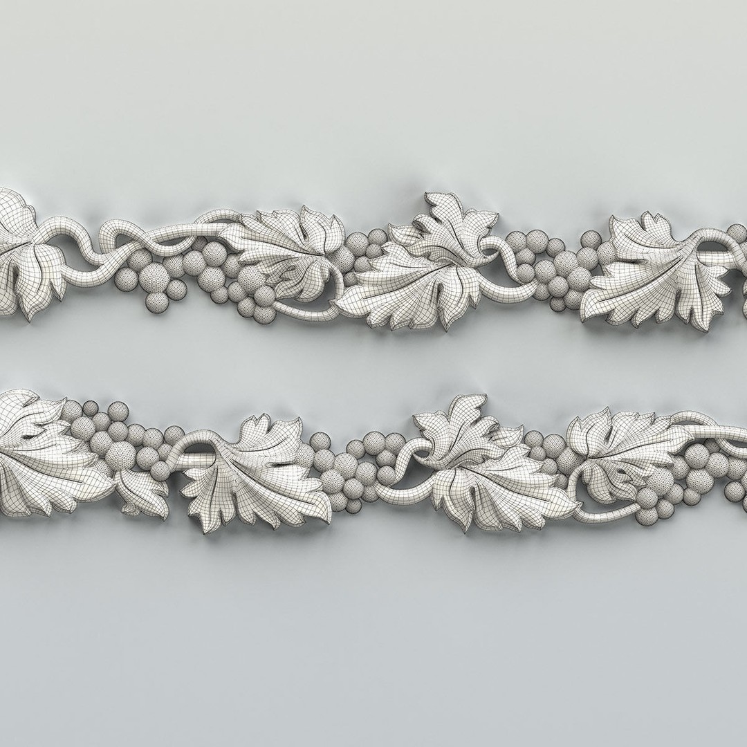Carved Decor Horizontal 3D Model – Baroque Wall Panel, FBX - View 15