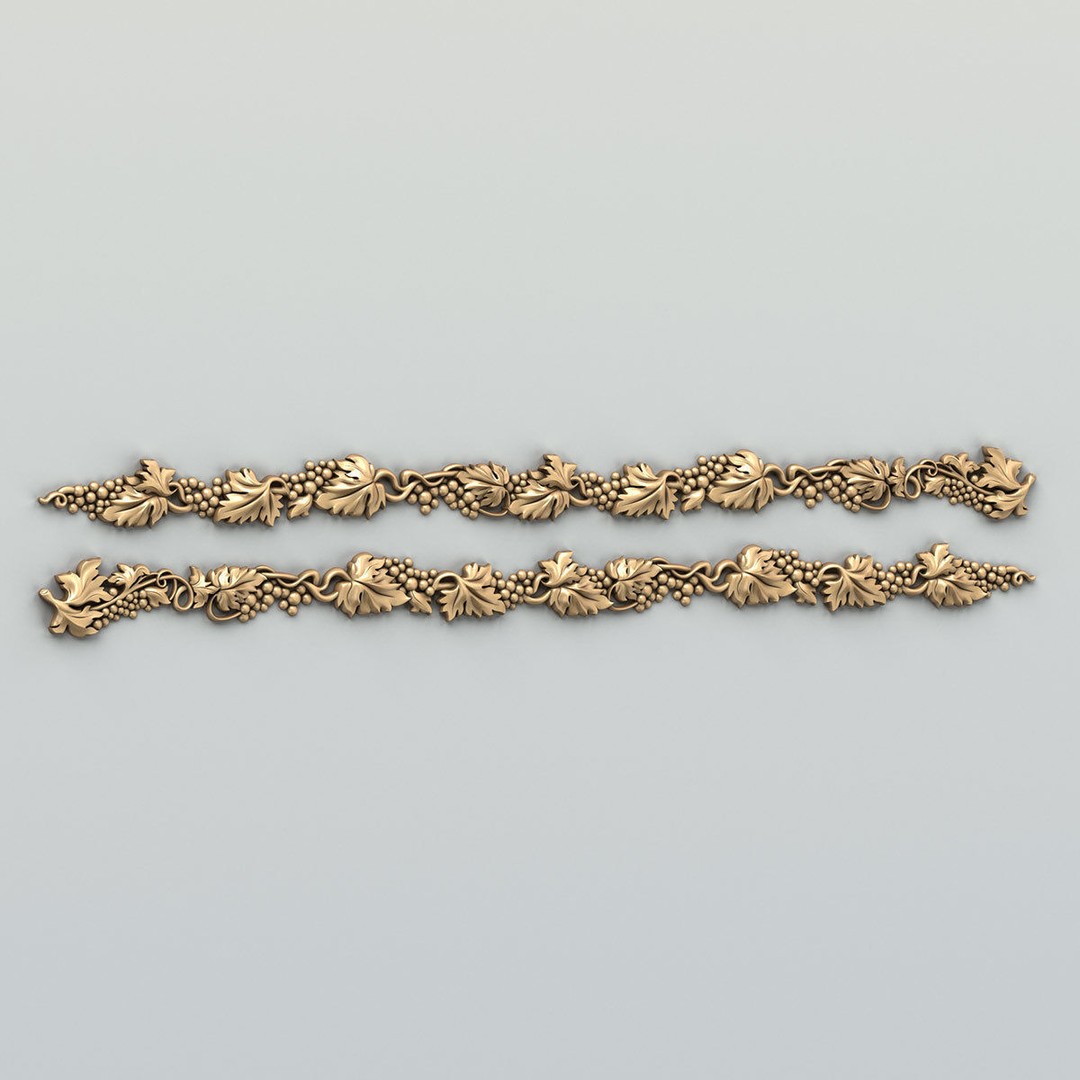 Carved Decor Horizontal 3D Model – Baroque Wall Panel, FBX - View 3