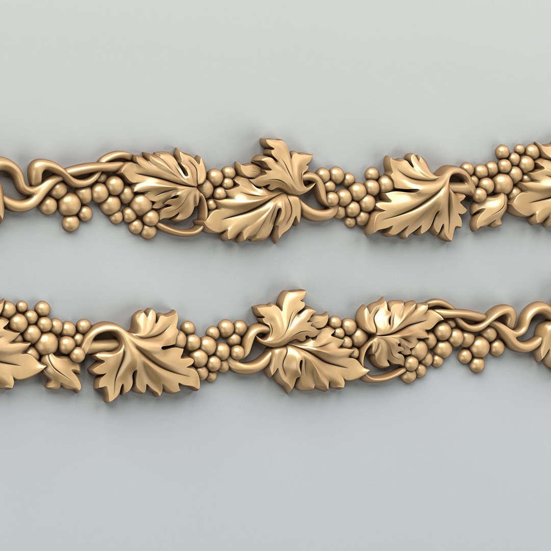 Carved Decor Horizontal 3D Model – Baroque Wall Panel, FBX - View 5