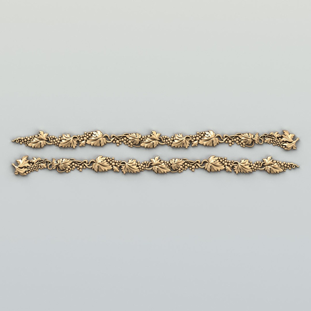 Carved Decor Horizontal 3D Model – Baroque Wall Panel, FBX - View 7