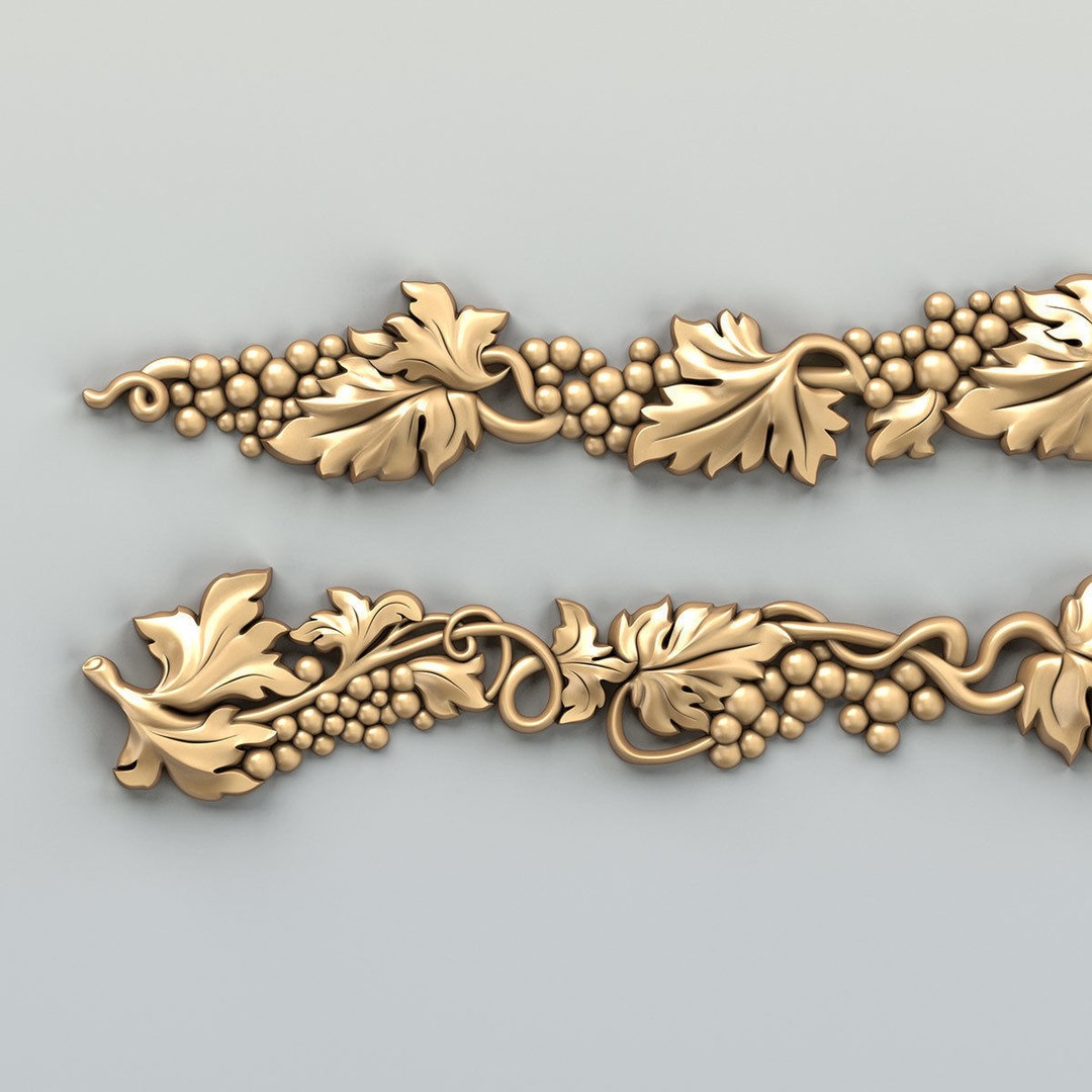 Carved Decor Horizontal 3D Model – Baroque Wall Panel, FBX - View 8