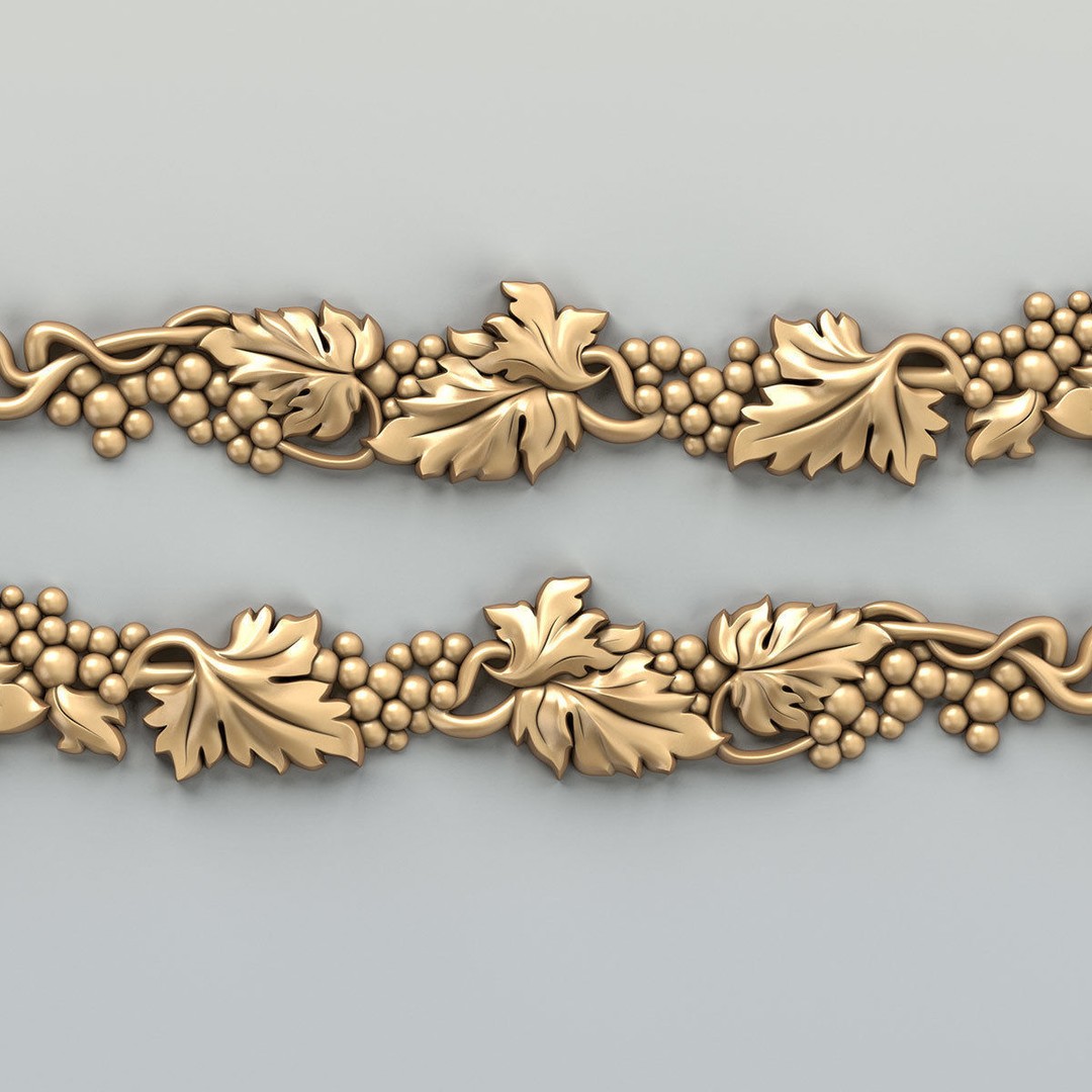 Carved Decor Horizontal 3D Model – Baroque Wall Panel, FBX - View 9