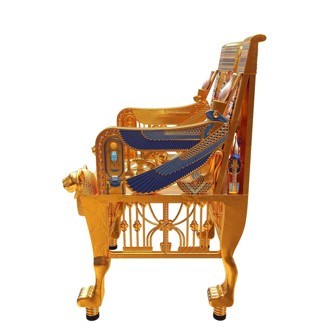 Tutankhamun's Golden Throne 3D Model – Egyptian Furniture Kit, PBR, FBX - View 10