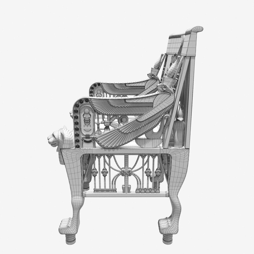 Tutankhamun's Golden Throne 3D Model – Egyptian Furniture Kit, PBR, FBX - View 11