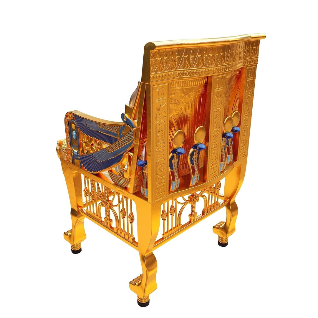 Tutankhamun's Golden Throne 3D Model – Egyptian Furniture Kit, PBR, FBX - View 12