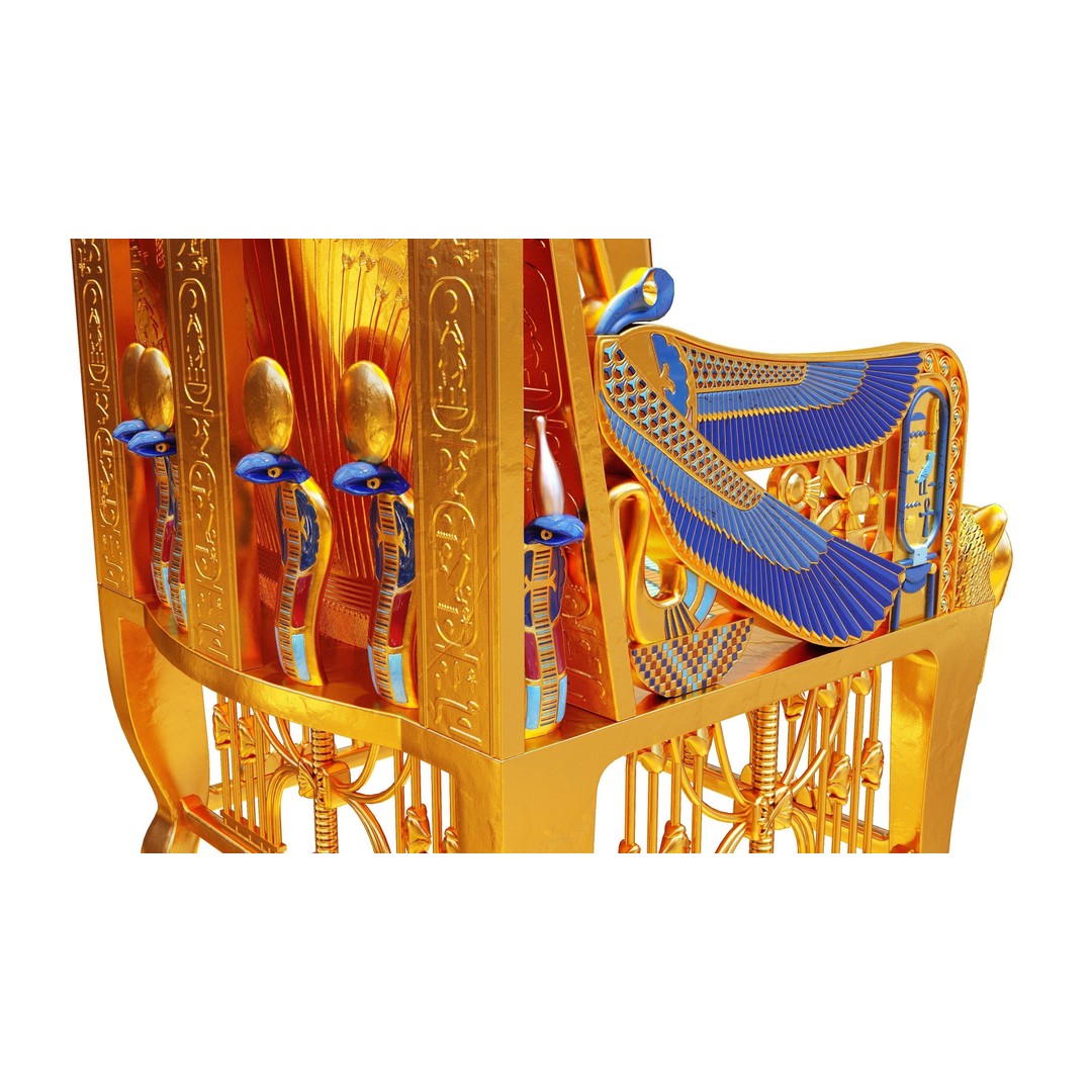Tutankhamun's Golden Throne 3D Model – Egyptian Furniture Kit, PBR, FBX - View 3