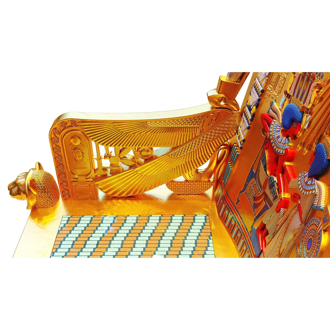 Tutankhamun's Golden Throne 3D Model – Egyptian Furniture Kit, PBR, FBX - View 4