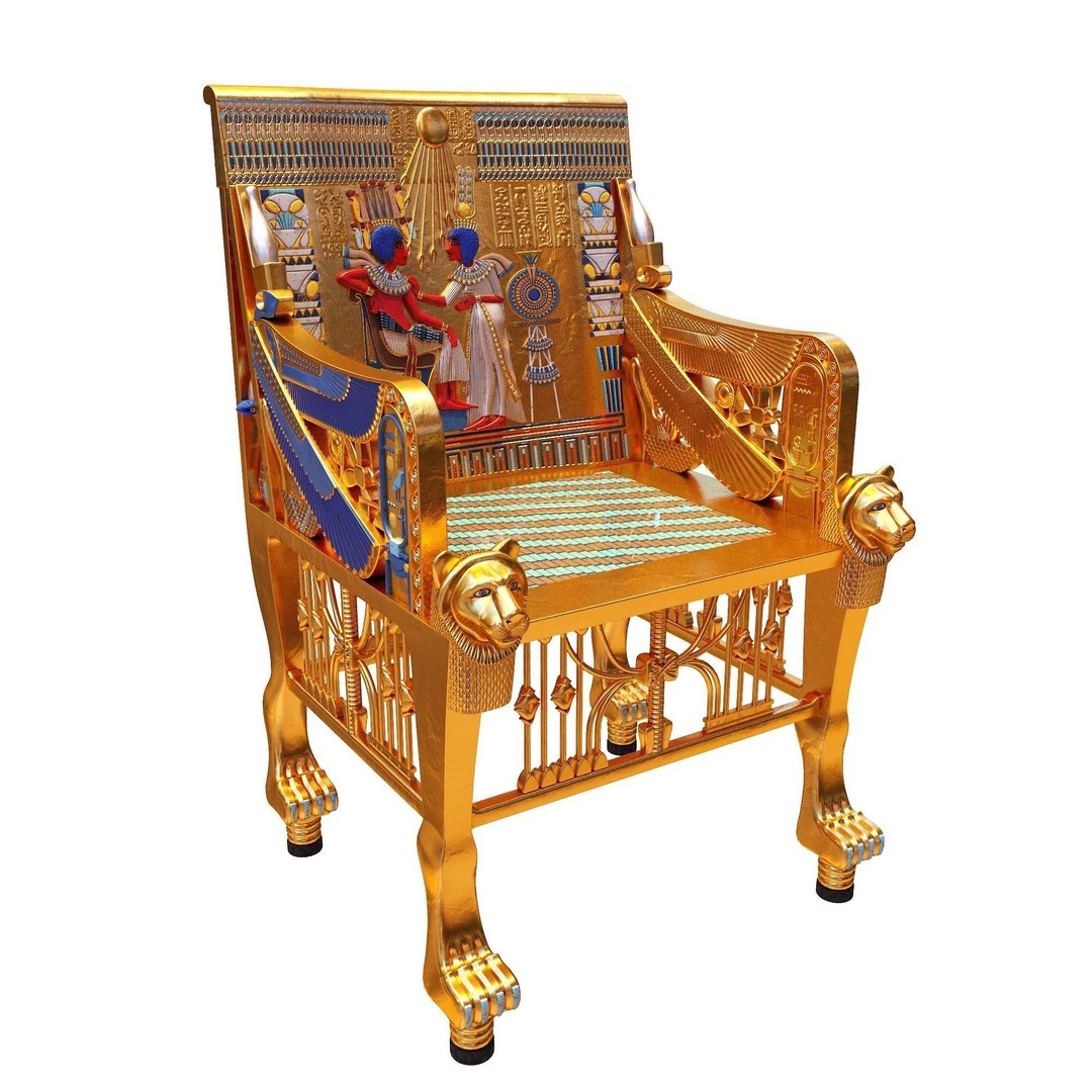 Tutankhamun's Golden Throne 3D Model – Egyptian Furniture Kit, PBR, FBX - View 6