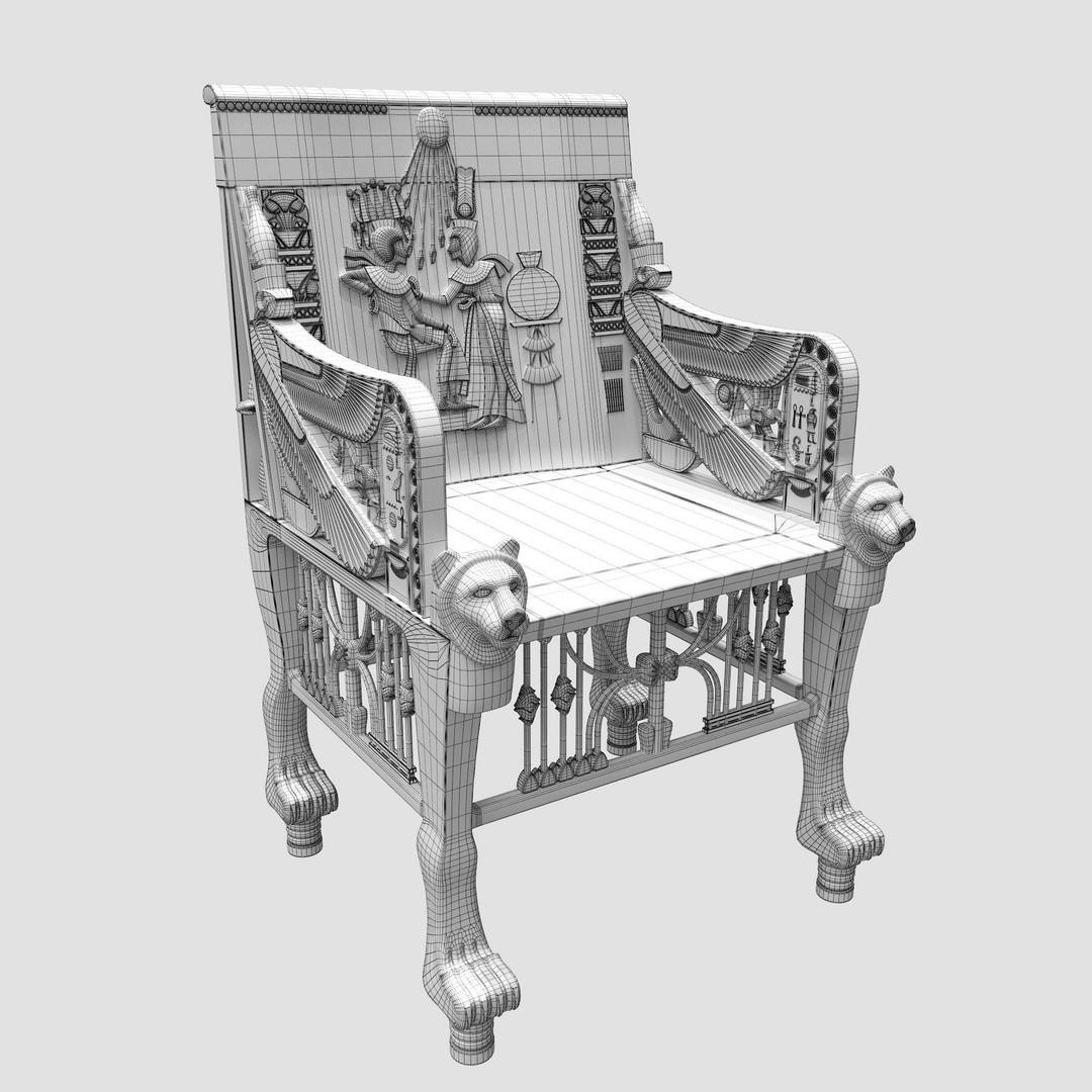 Tutankhamun's Golden Throne 3D Model – Egyptian Furniture Kit, PBR, FBX - View 7