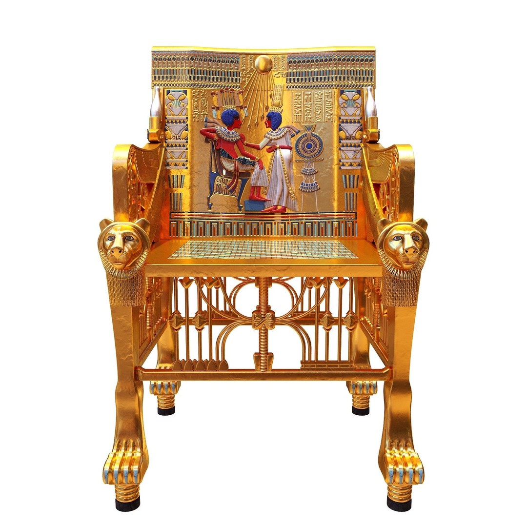 Tutankhamun's Golden Throne 3D Model – Egyptian Furniture Kit, PBR, FBX - View 8