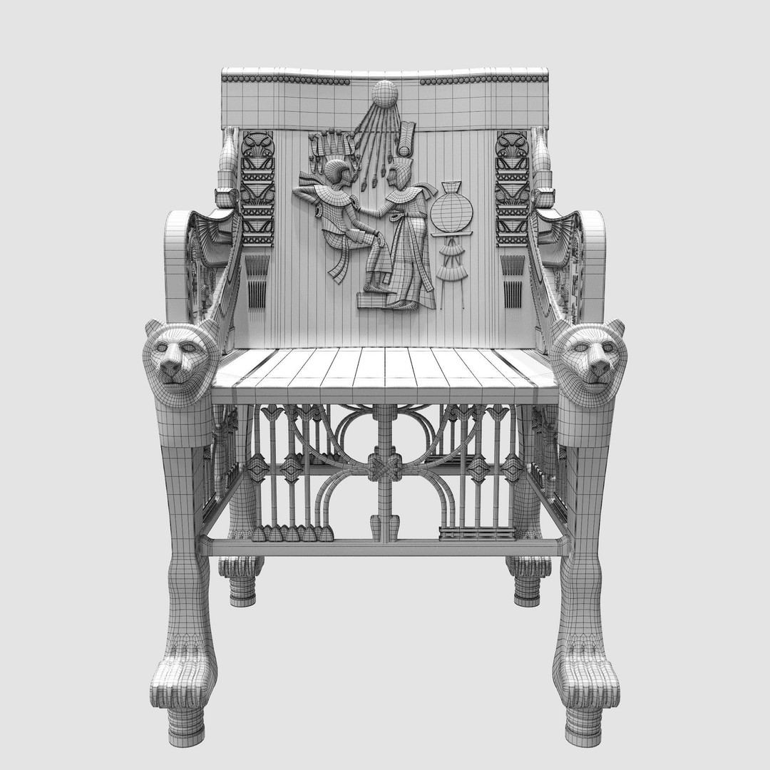 Tutankhamun's Golden Throne 3D Model – Egyptian Furniture Kit, PBR, FBX - View 9
