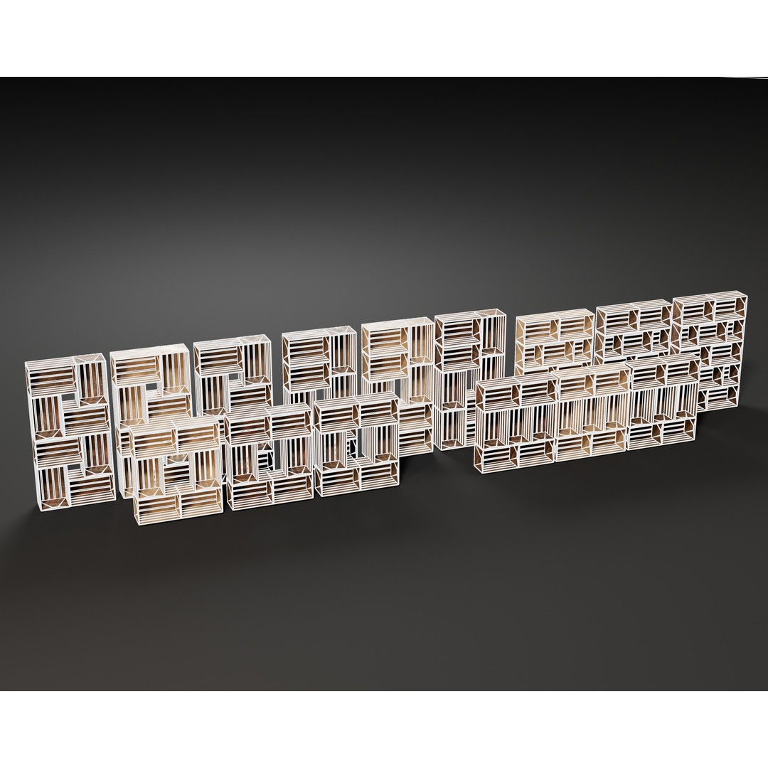 Modular Stacked Crate Shelves 3D Model – Low Poly PBR Game Asset, FBX, OBJ - View 16
