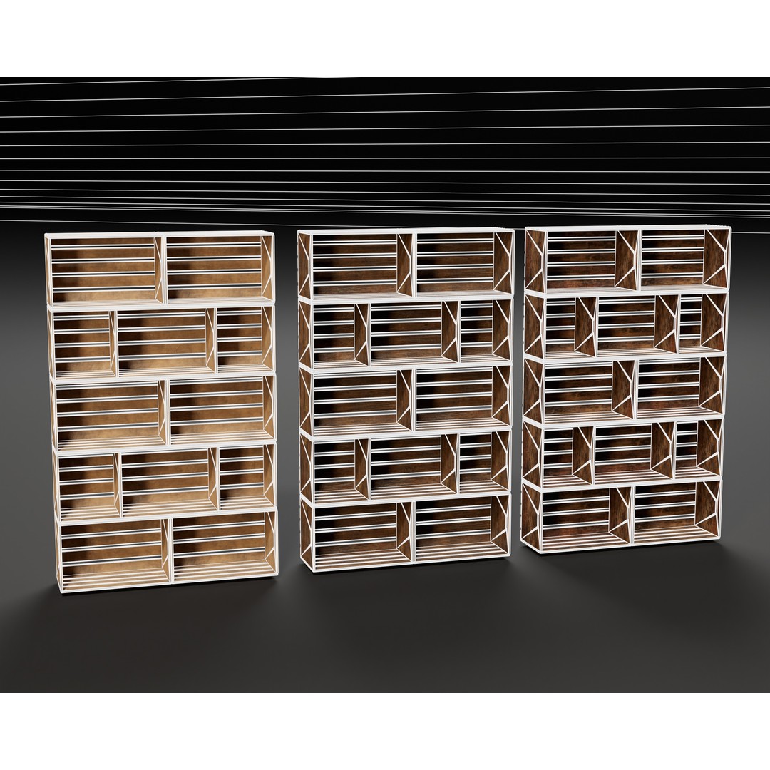 Modular Stacked Crate Shelves 3D Model – Low Poly PBR Game Asset, FBX, OBJ - View 20