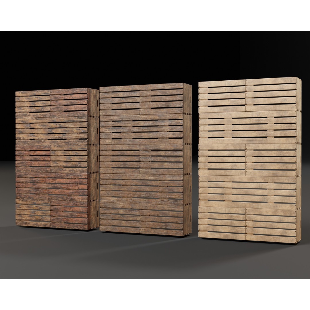 Modular Stacked Crate Shelves 3D Model – Low Poly PBR Game Asset, FBX, OBJ - View 21