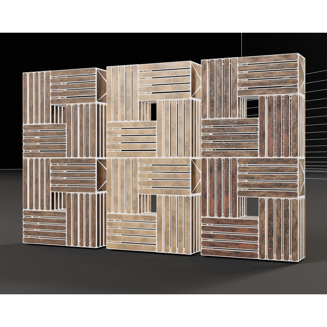 Modular Stacked Crate Shelves 3D Model – Low Poly PBR Game Asset, FBX, OBJ - View 5