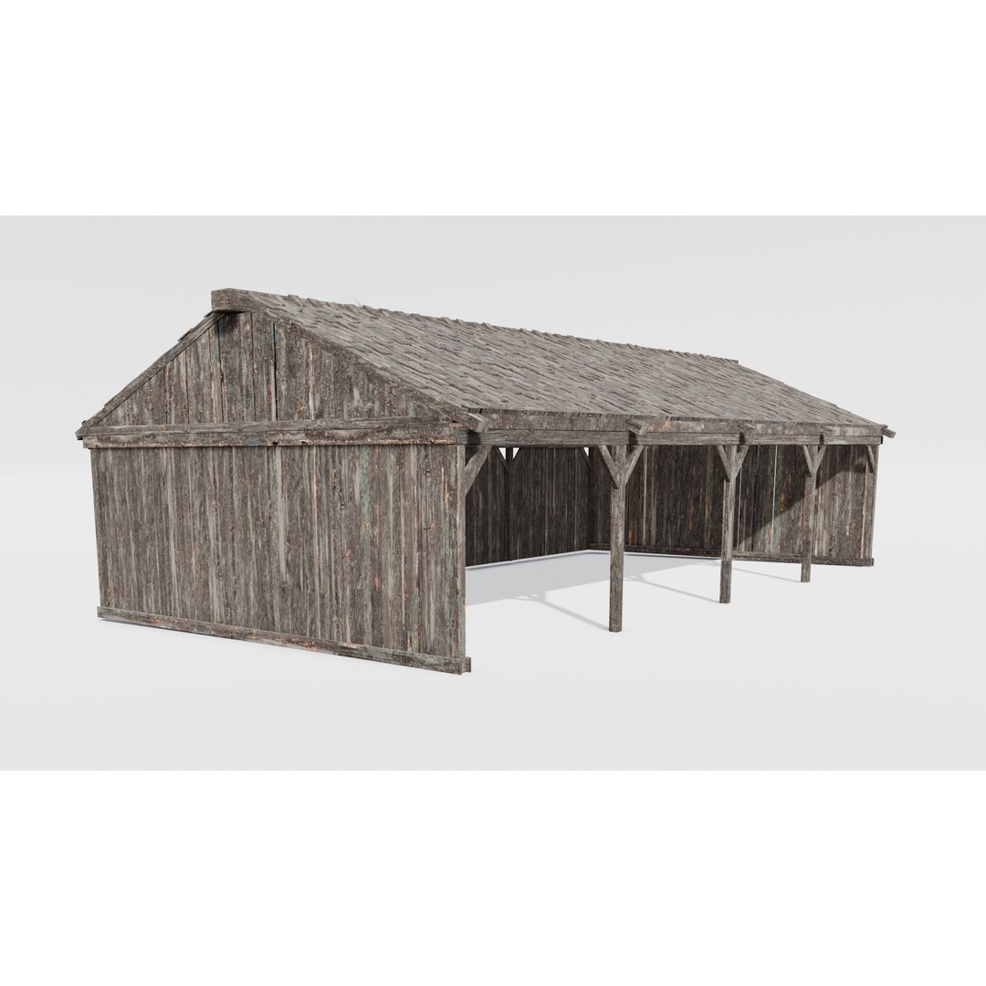 Wooden Shed 3D Model – Low Poly PBR Asset for Archviz and Games - View 13