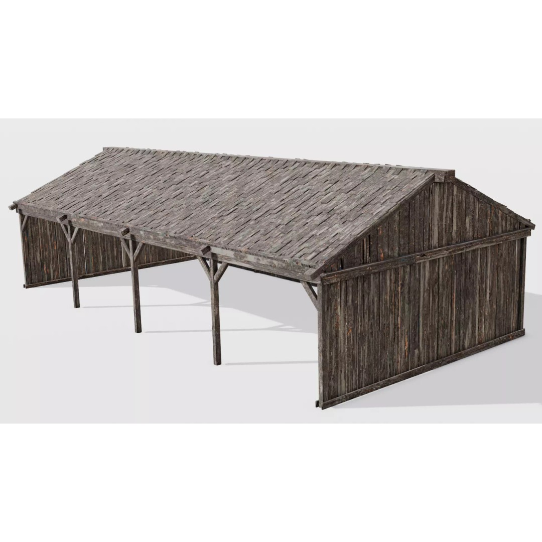 Wooden Shed 3D Model – Low Poly PBR Asset for Archviz and Games - View 2