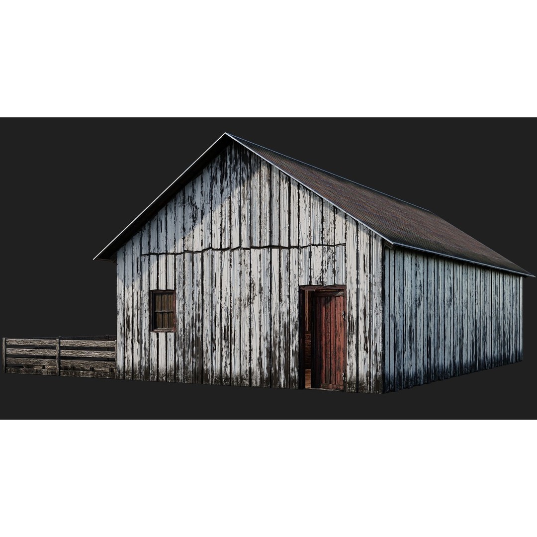 Farm Buildings 3D Model – Low Poly Game Ready PBR Asset, FBX, OBJ - View 11
