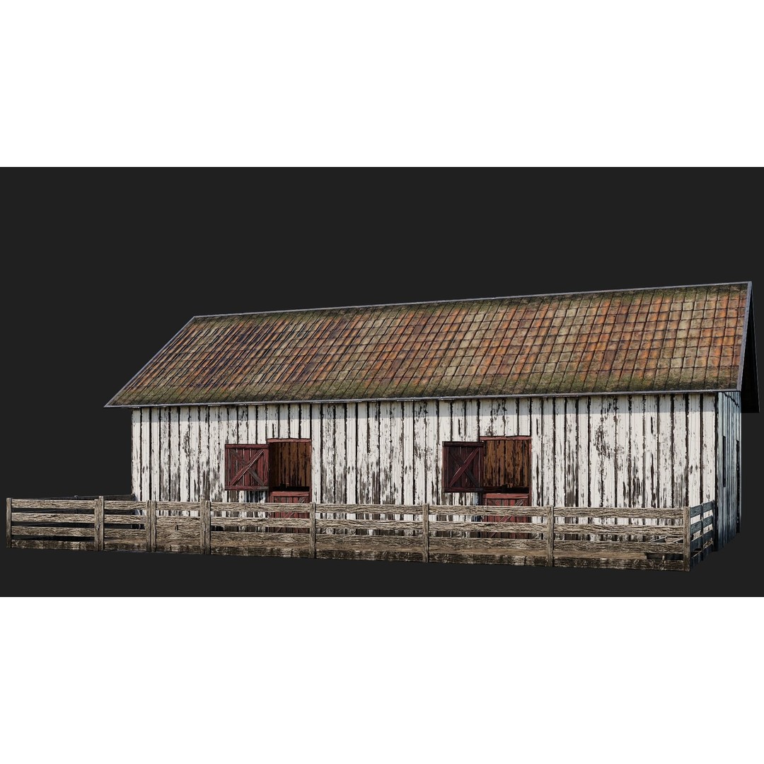 Farm Buildings 3D Model – Low Poly Game Ready PBR Asset, FBX, OBJ - View 13