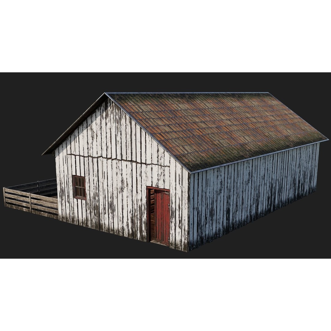 Farm Buildings 3D Model – Low Poly Game Ready PBR Asset, FBX, OBJ - View 16