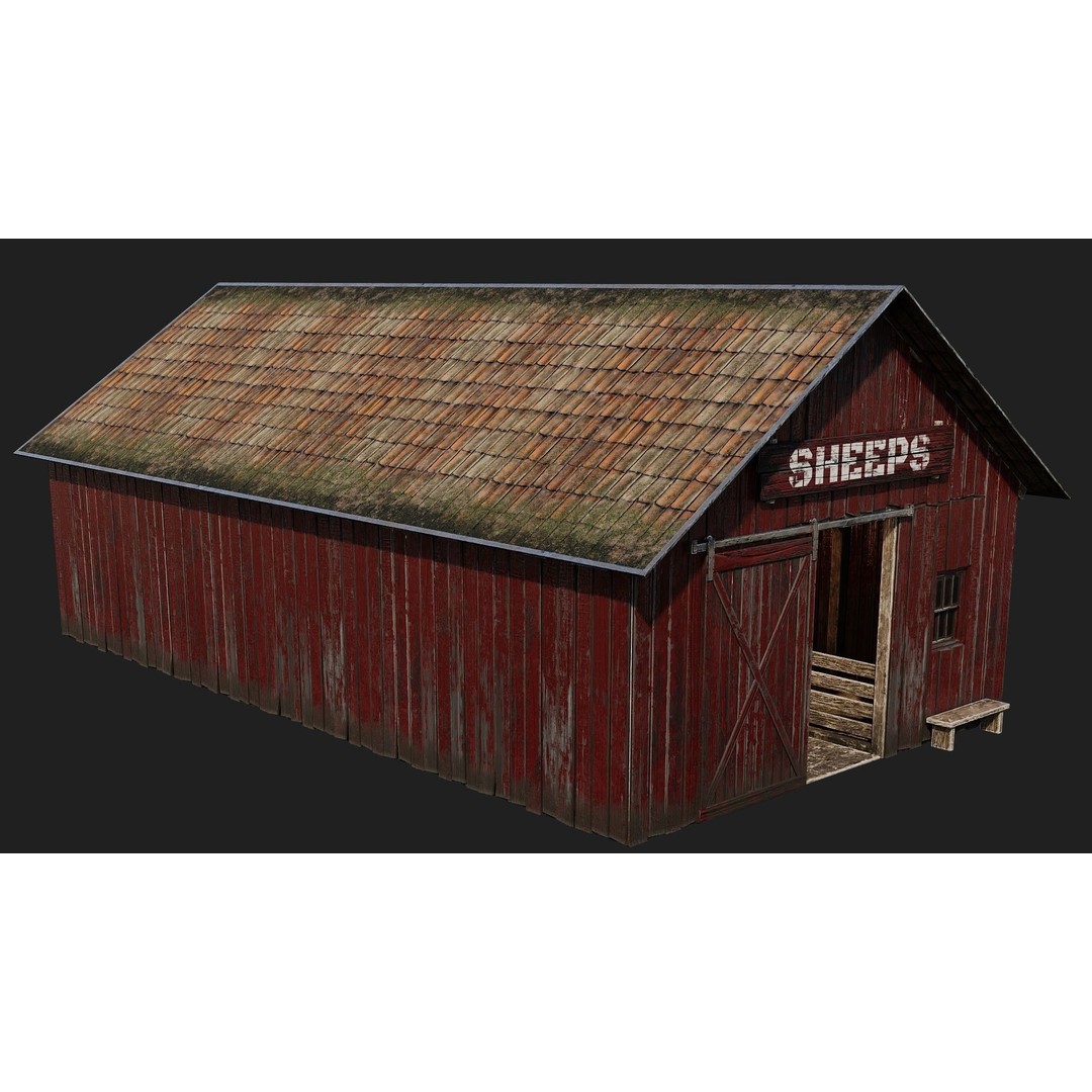Farm Buildings 3D Model – Low Poly Game Ready PBR Asset, FBX, OBJ - View 17
