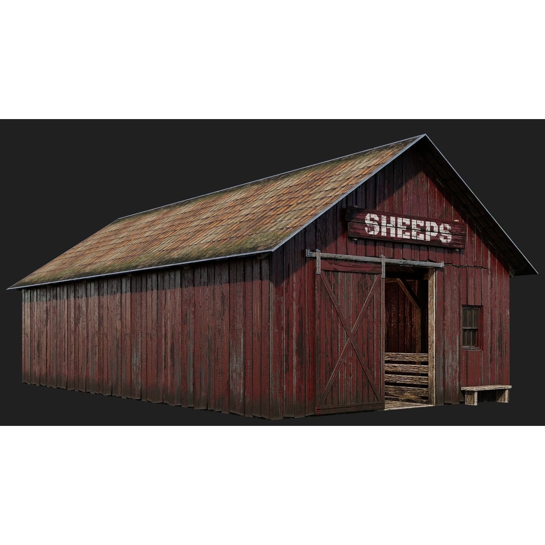 Farm Buildings 3D Model – Low Poly Game Ready PBR Asset, FBX, OBJ - View 20